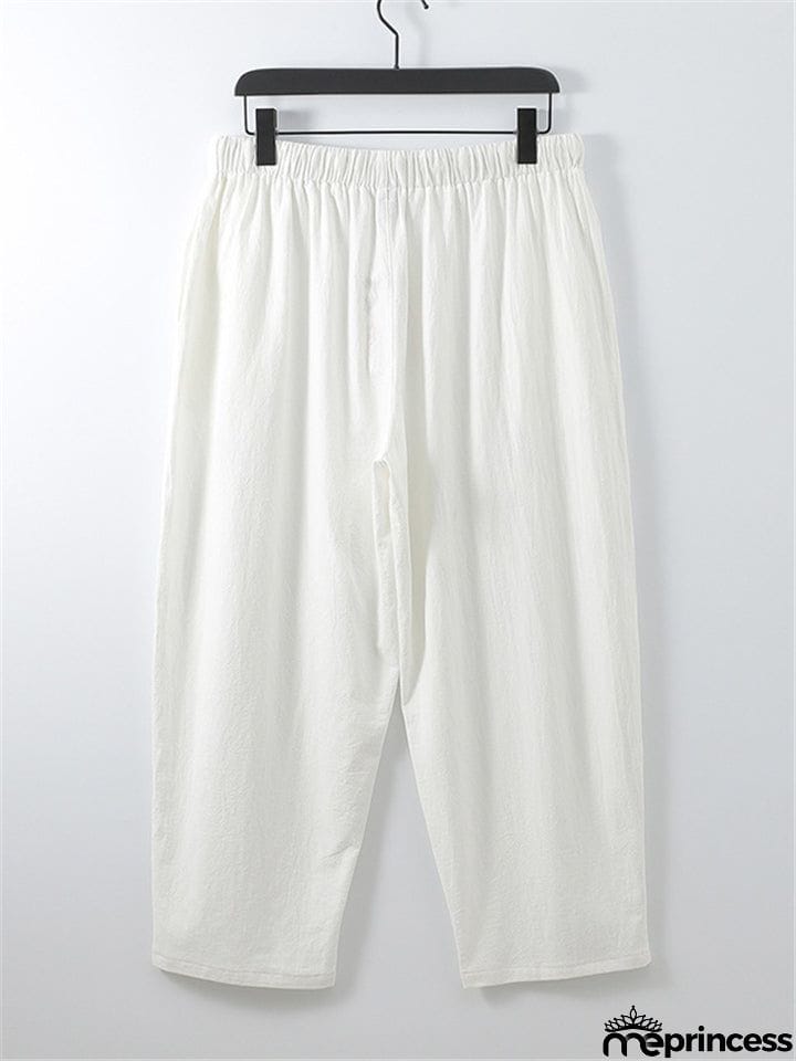 Laid-Back Style Notched Neck Button Detailing Soft Cotton Set T-Shirt + Drawstring Pants