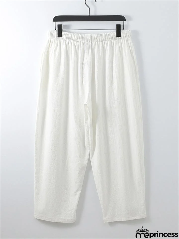 Laid-Back Style Notched Neck Button Detailing Soft Cotton Set T-Shirt + Drawstring Pants