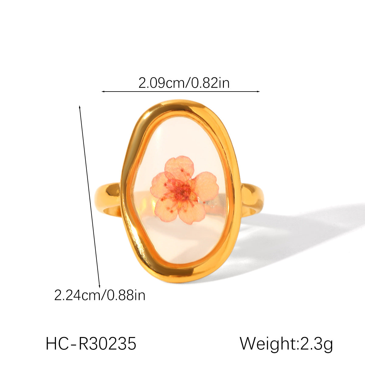 18K Gold Stainless Steel Ring Four-Leaf Clover Immortal Flower Titanium Steel Ring Small Daisy Flower Ring Female