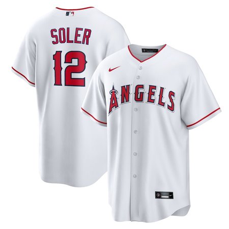 Men's Los Angeles Angels #12 Jorge Soler  White Home Replica Jersey