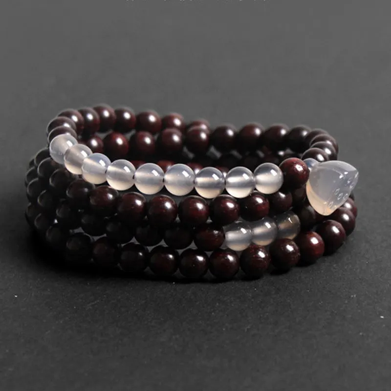 Tibetan Small Leaf Red Sandalwood Lotus Balance Necklace Bracelet