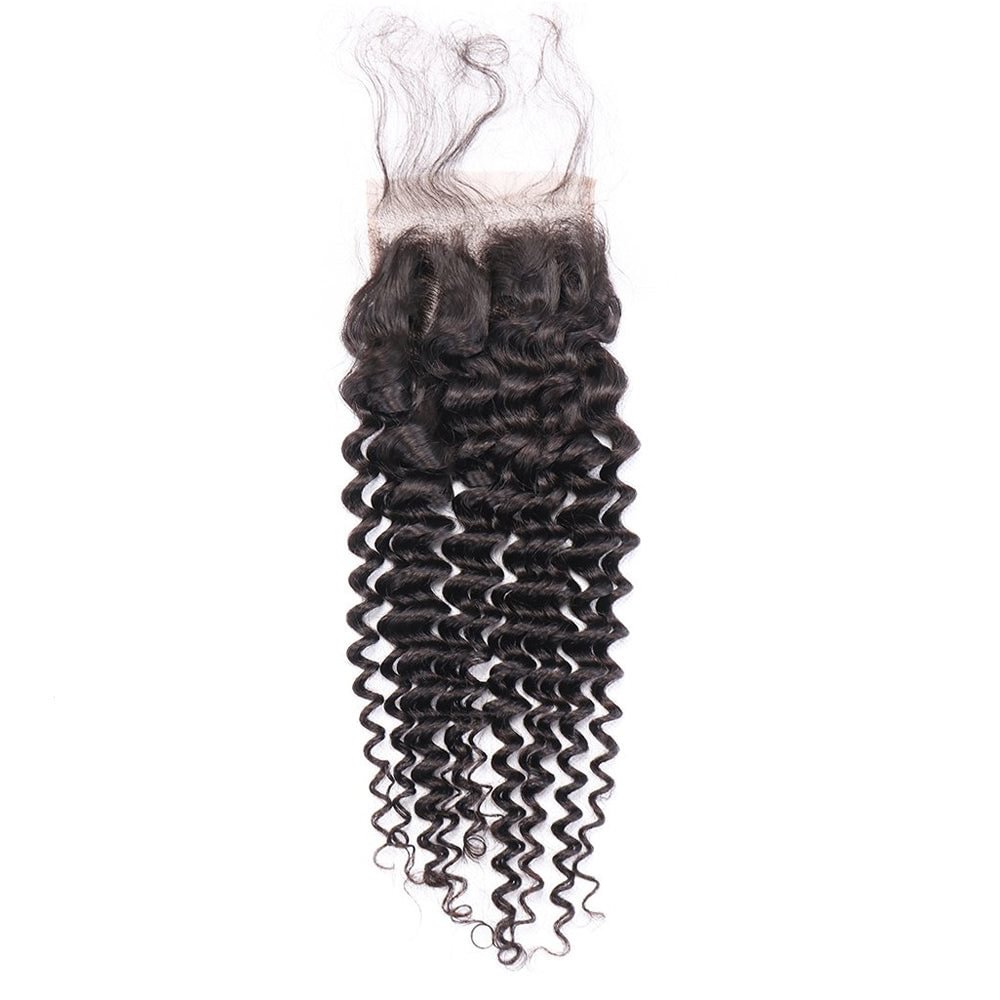 Brazilian Deep Curly Lace Closure 4*4 Free Part Human Hair Closure Free Shipping Zaesvini
