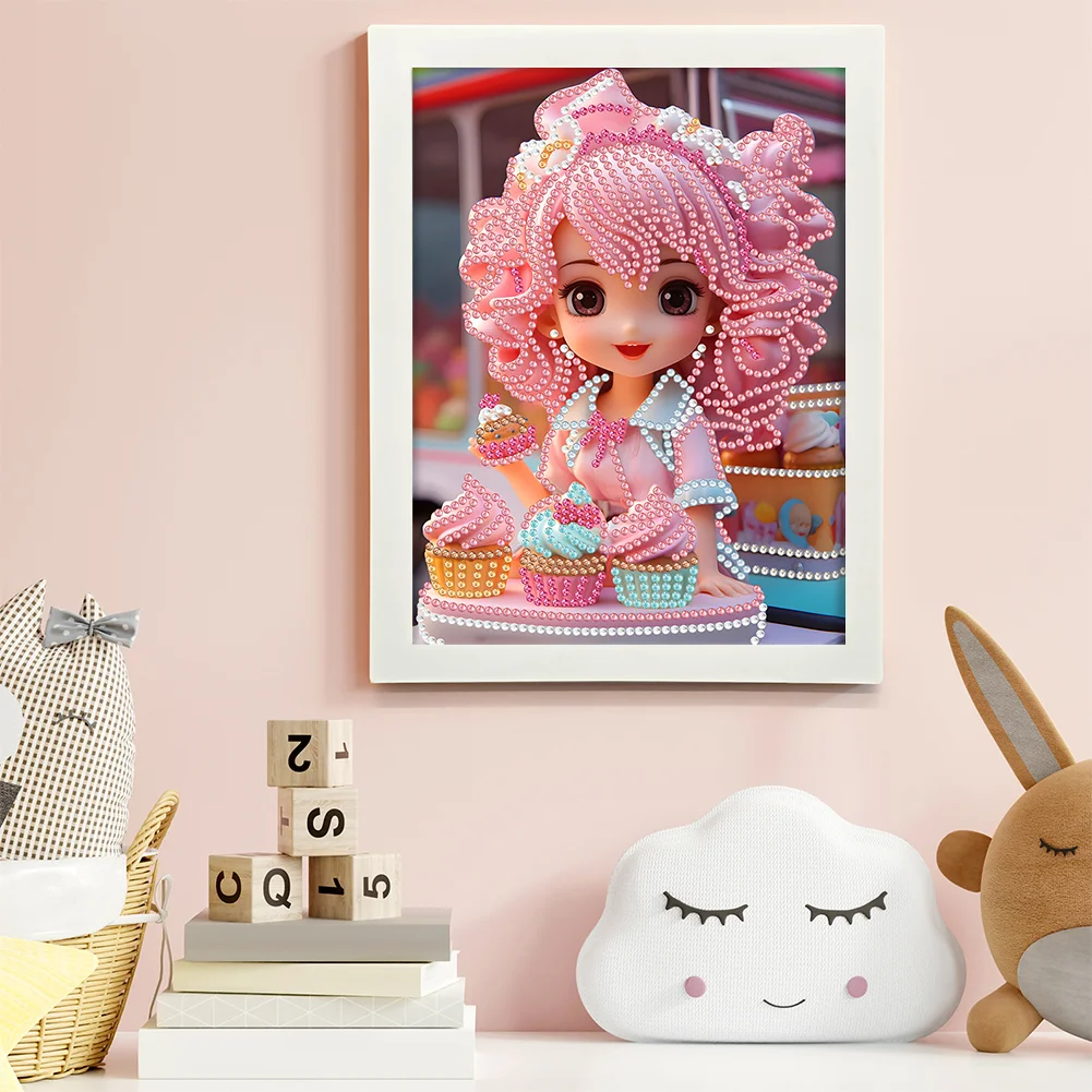 Diamond Painting - Partial Crystal Rhinestone Drill - Cartoon Girl(Canvas|15*20cm)【with Plastic Frame】