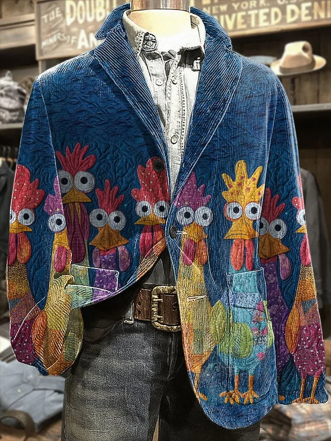 Men's Retro Thanksgiving Turkey Casual Blazer 