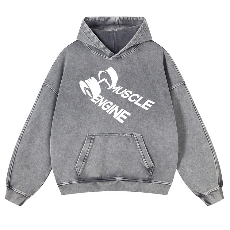 MUSCLE ENGINE Men's Washed Hoodie