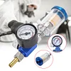 Air Pressure Regulator Gauge & Mini Inline Air Filter Separator JP/EU/US Adapter