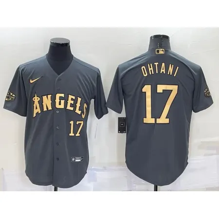 Men's Los Angeles Angels #17 Shohei Ohtani 2022 All-star Charcoal Cool Base Stitched Jersey XGDE