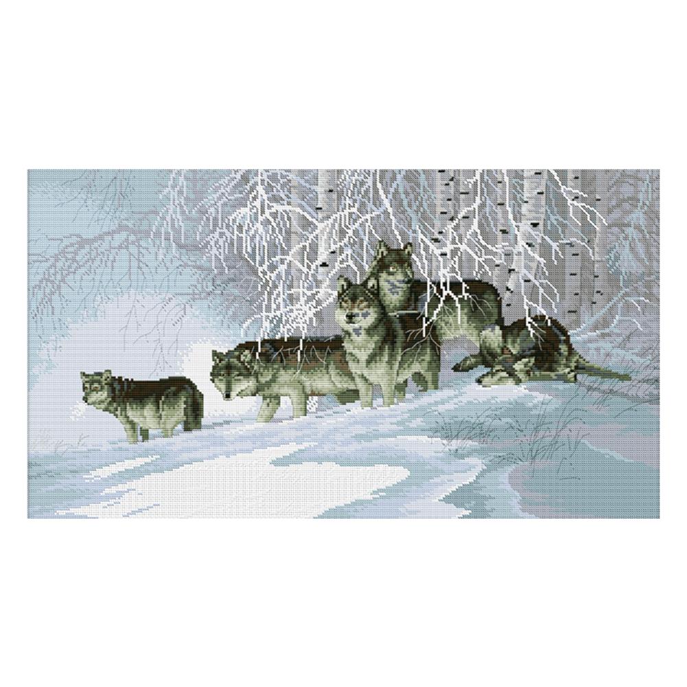 

Snow Wolf Zhongge - 11CT Stamped Cross Stitch - 75*45cm (Big Size), 501 Original