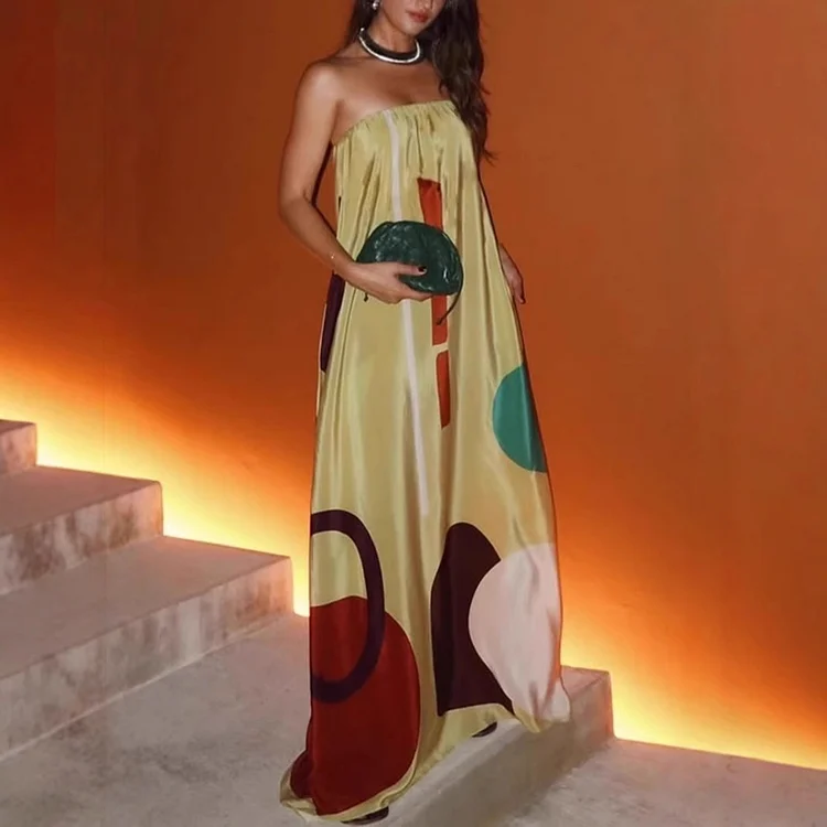 Bandeau Printed Dress
