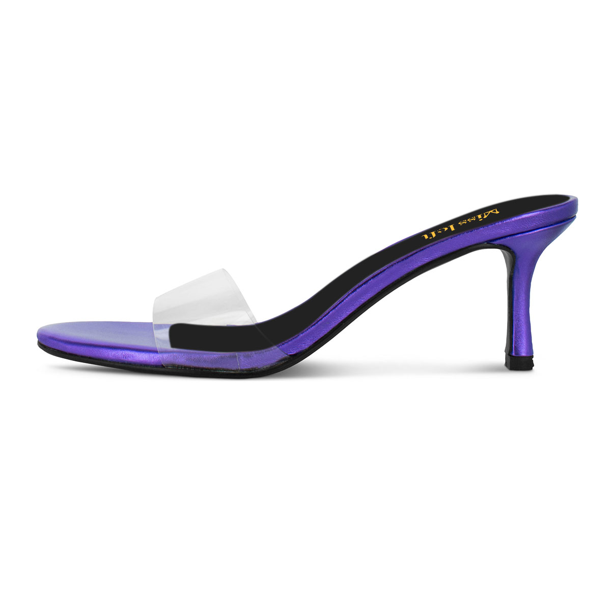 Purple Open Toe Stiletto Heel Transparent Strap Slides for Women Nicepairs