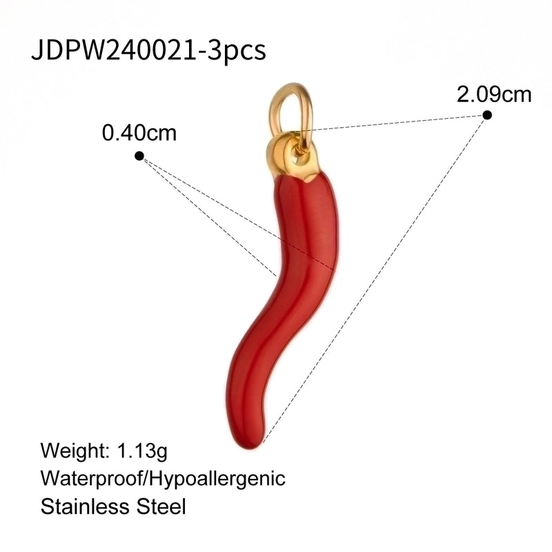 3 Pieces 304 Stainless Steel Letter Fruit Pendant