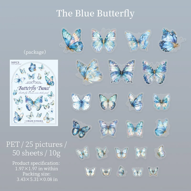 Journalsay Butterfly Dance Series Vintage Landscaping PET Sticker 