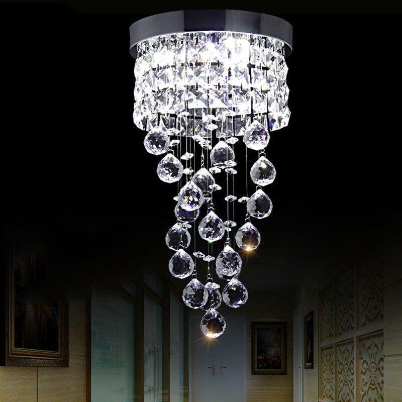 European modern LED crystal aisle lights living room hallway entrance balcony hotel hanging spiral staircase small ceiling lamp