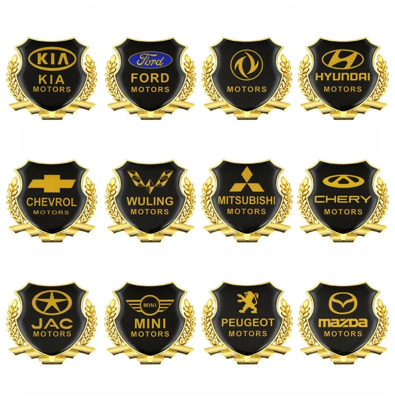 Car triangular window zinc alloy wheat ear car sticker(2PCS)