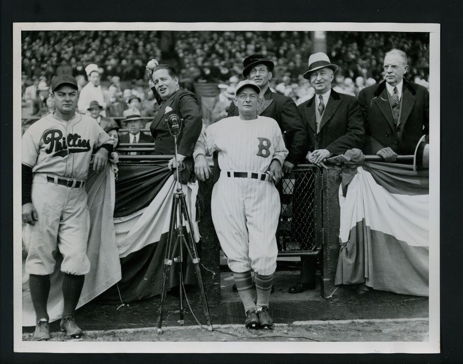 1937 Opening Day Phillies vs Boston Braves Press Photo Poster painting Bill McKechnie Al Schacht