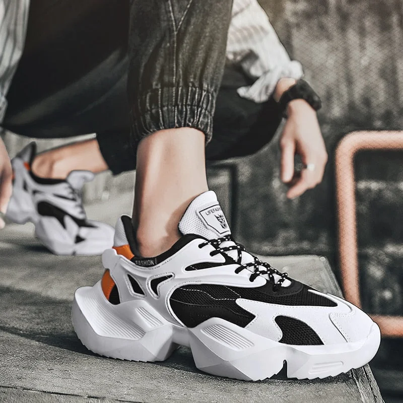 Vstacam Thick Platform Sneakers Men Running Shoes Non-Slip Height Increasing Zapatillas High Street Jogging Walking Chaussure