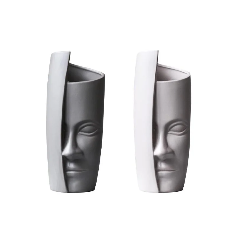 ABSTRACT FACES CERAMIC VASES