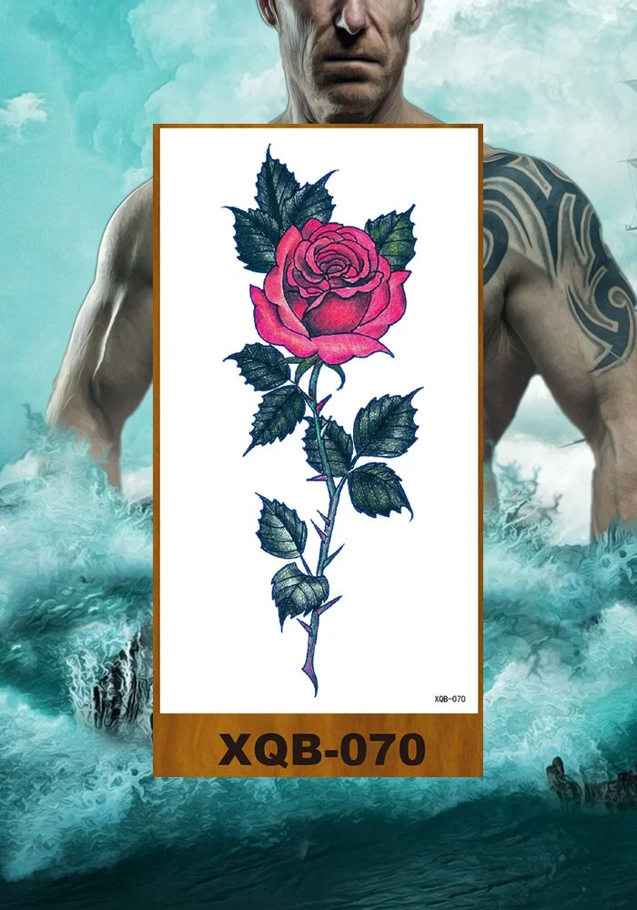 Temporary Tattoos Stickers Women Girl Chest Arm Fake Tatoo Lotus Peony Rose Magnolia Flowers Totem Face Body Makeup Waterproof