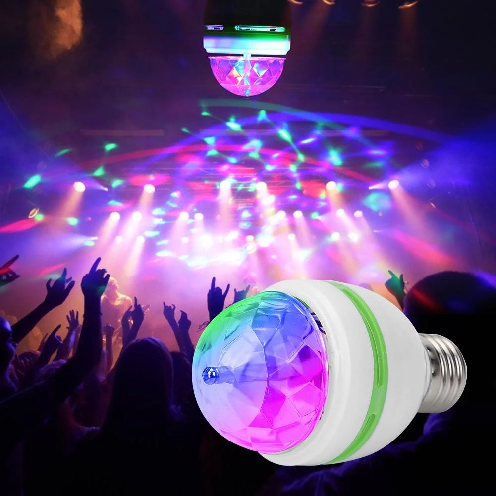 E27 RGB LED Bulb 3W Rotating Crystal Magic Ball Stage Party DJ Disco Light