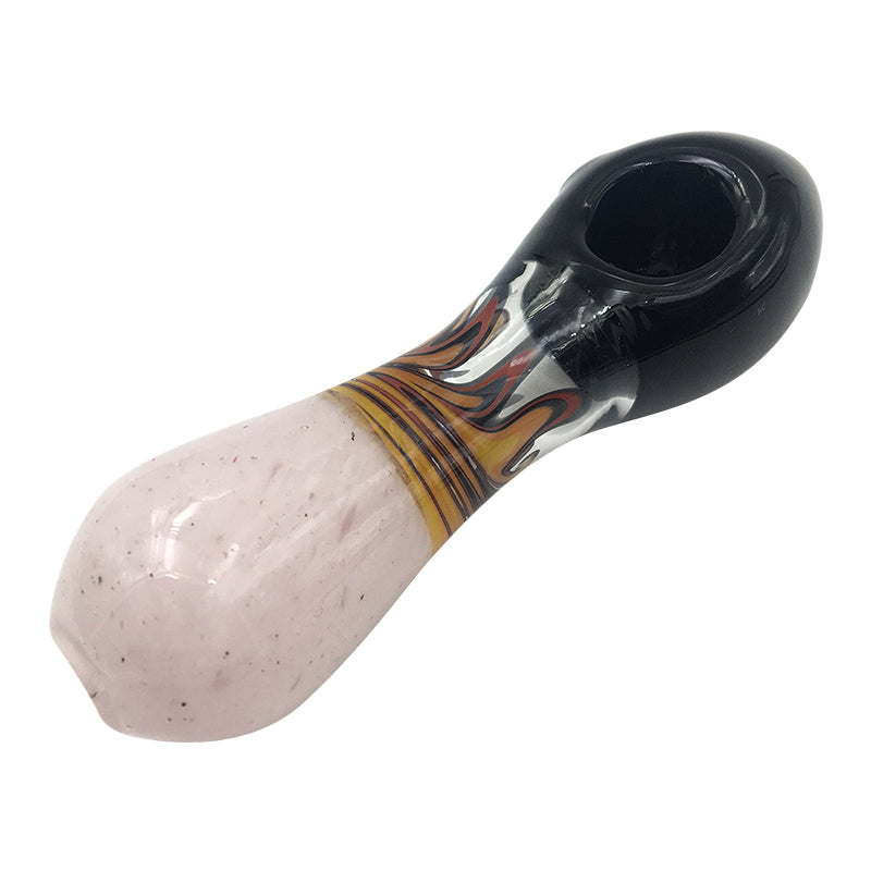Pink Nail & Black Head Glass Hand Pipe Has Clear Fire Print