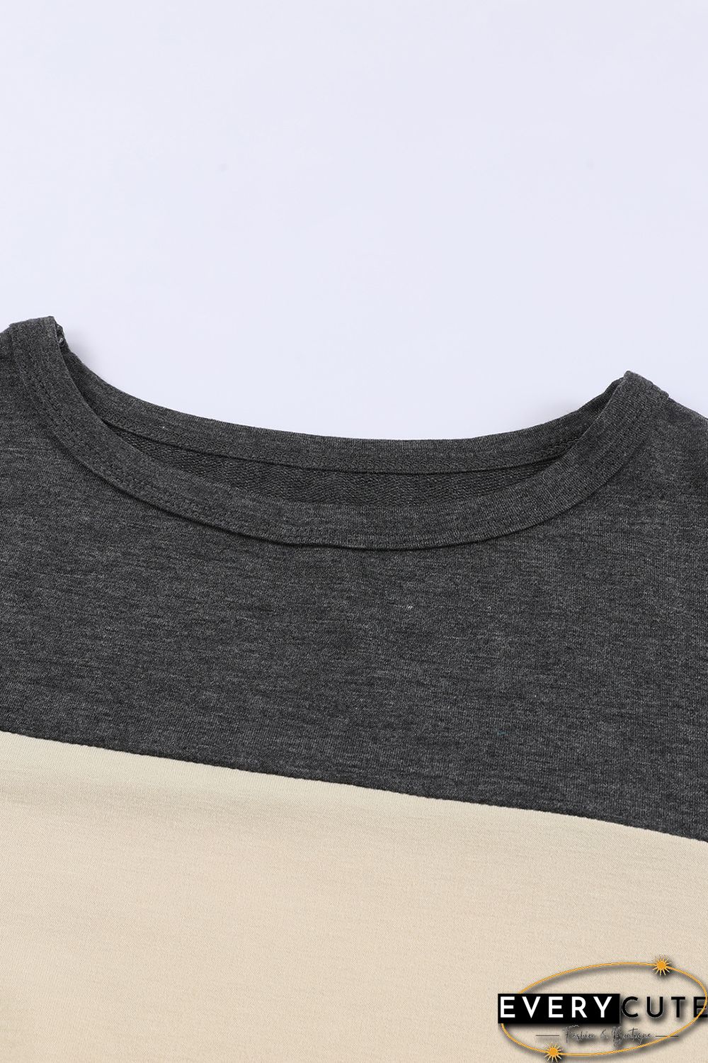 Khaki Color Block Pullover 2pcs Loungewear Set