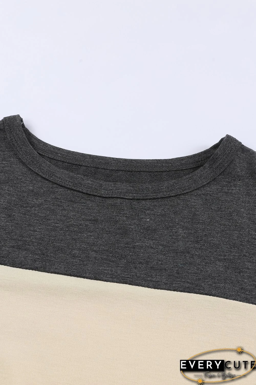 Khaki Color Block Pullover 2pcs Loungewear Set