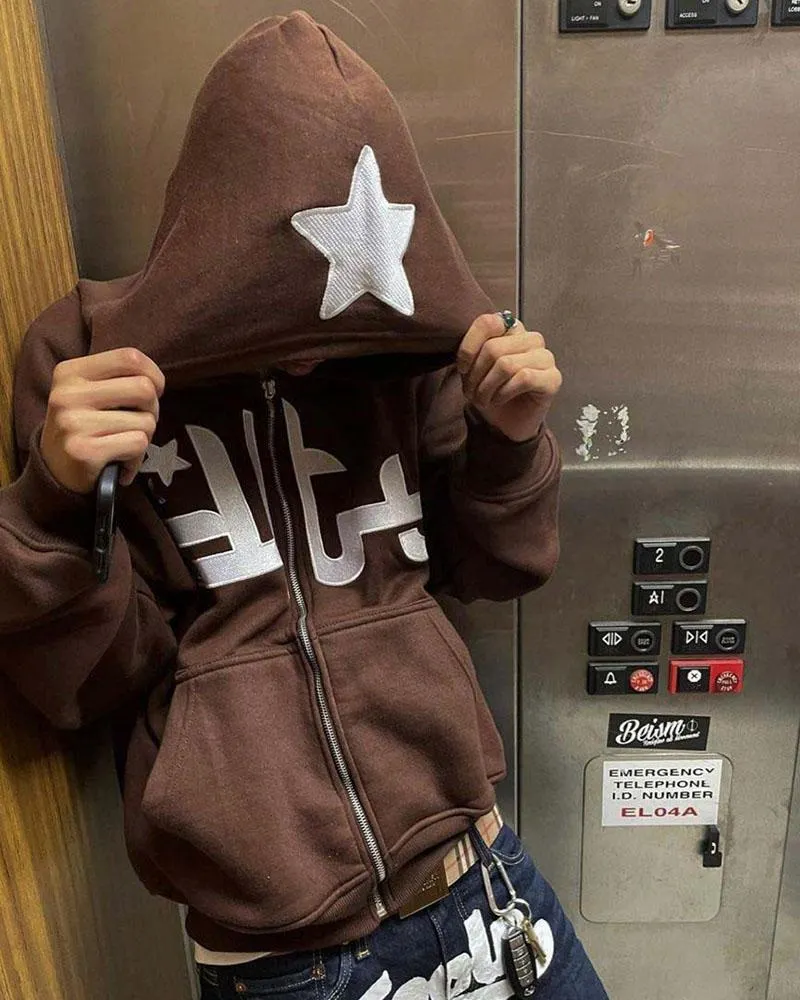 Knitted Patchwork Zip Crop Hoodie
