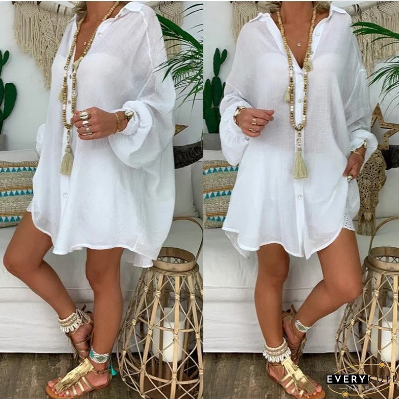 Women's Solid Color Loose-fitting Large Long Sleeve Tops