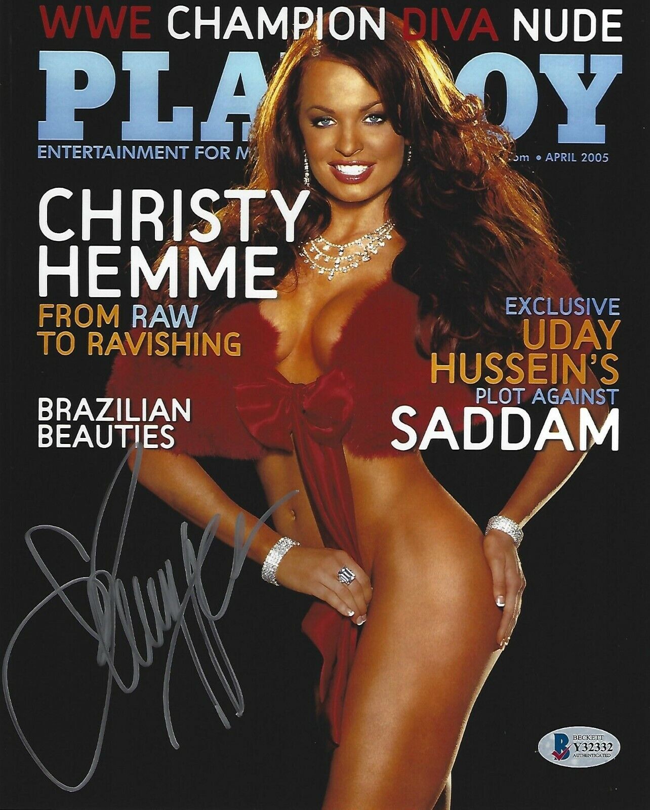 Christy Hemme Signed 8x10 Photo Poster painting BAS COA WWE April 2005 Playboy Magazine Picture