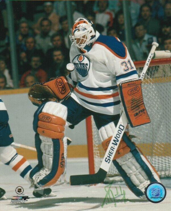 VINTAGE GRANT FUHR SIGNED EDMONTON OILERS GOALIE 8x10 Photo Poster painting #4 Autograph PROOF!