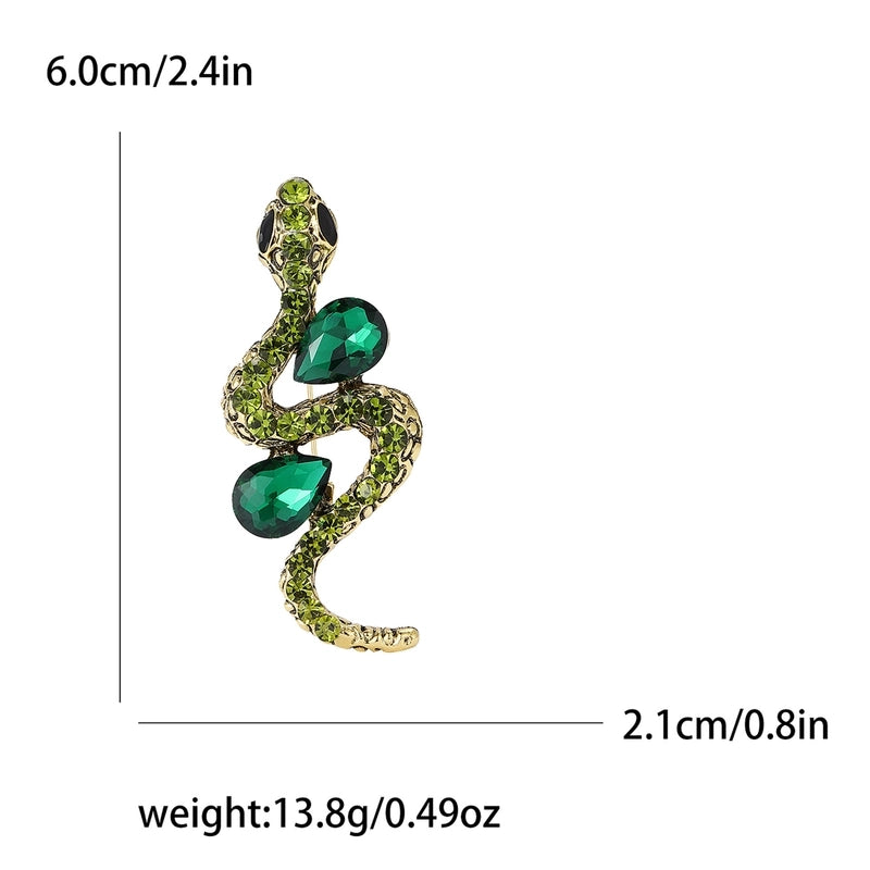 Retro Pin Snake Alloy Inlay Rhinestones Unisex Brooches