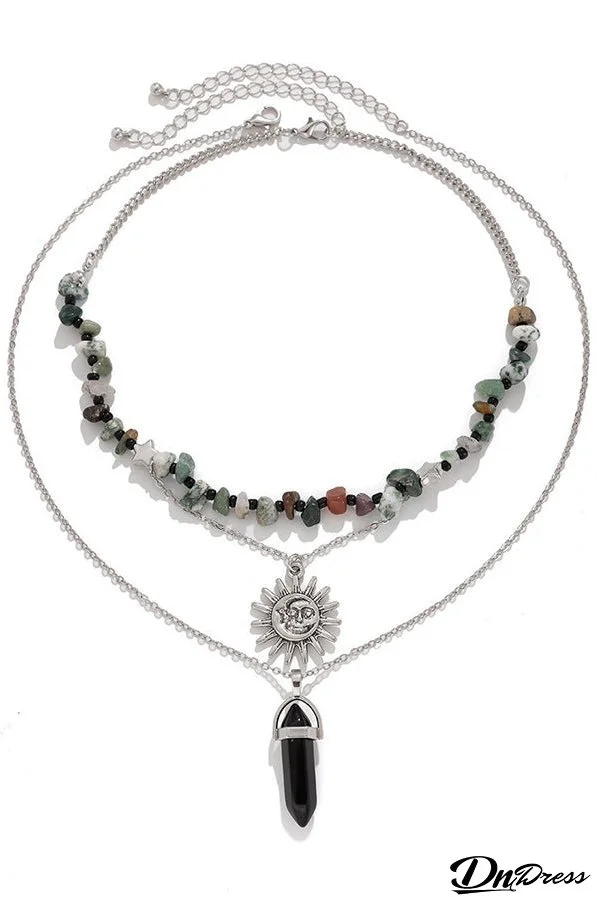 Ethnic Style Stacked Gravel Beaded Necklace