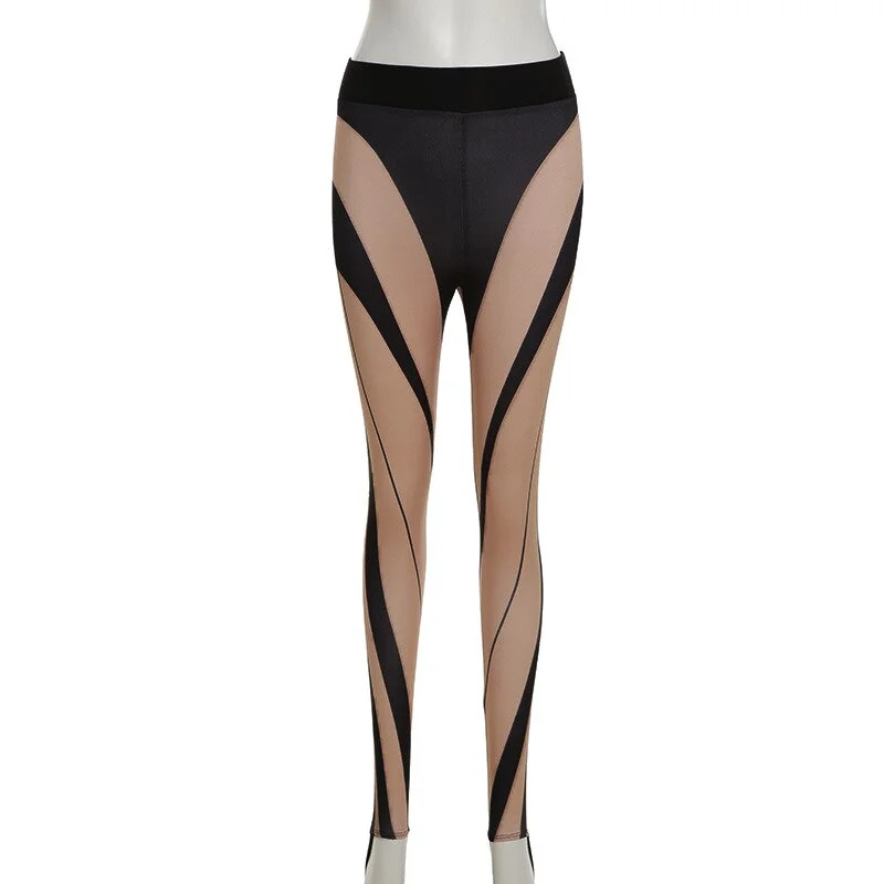 Yiallen Women Y2K High Waist Patchwork Casual Skinny Stretch Trousers 2021 New Fashion Club Streetwear Female Leggings Pant