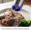  Electric Gravity Pepper Grinder Automatic Salt and Pepper Mill Grinder Adjustable Coarseness Battery Powered Blue Led Light One Hand Operation