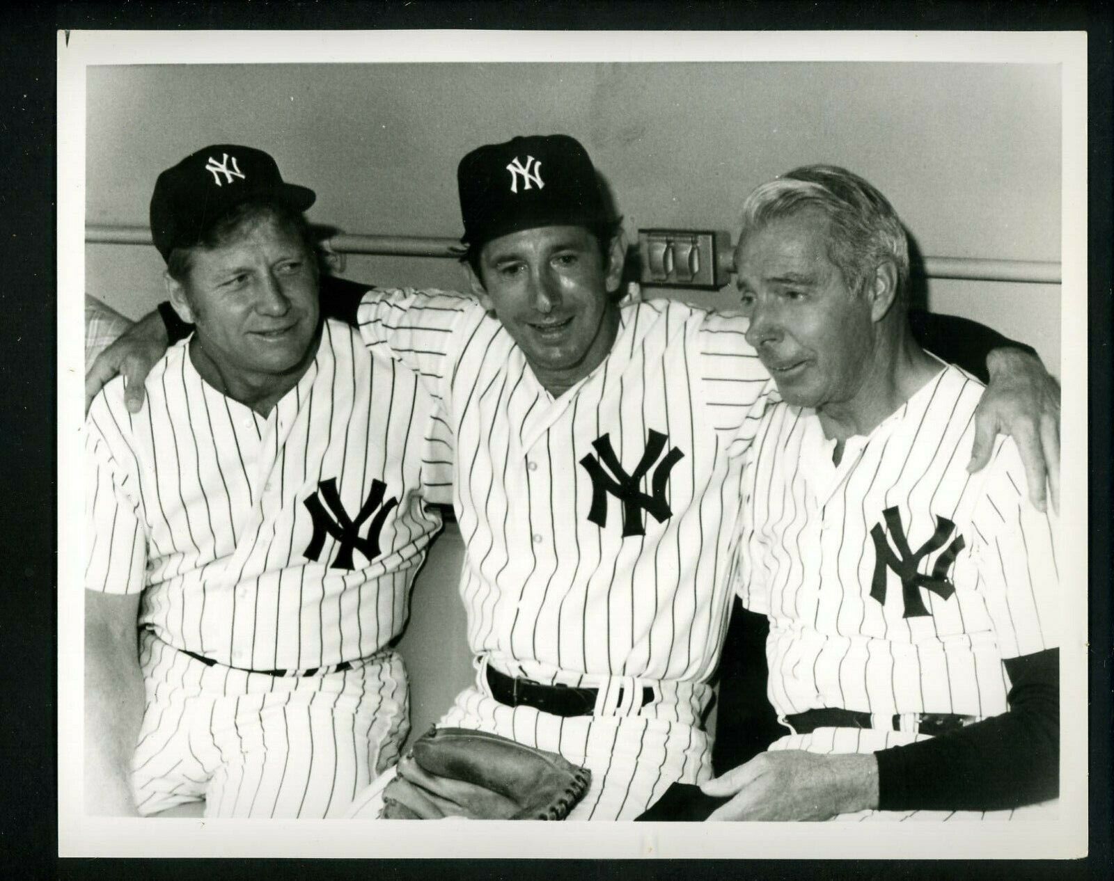 Mickey Mantle Billy Martin & Joe DiMaggio 8 x 10 B&W Photo Poster painting New York Yankees