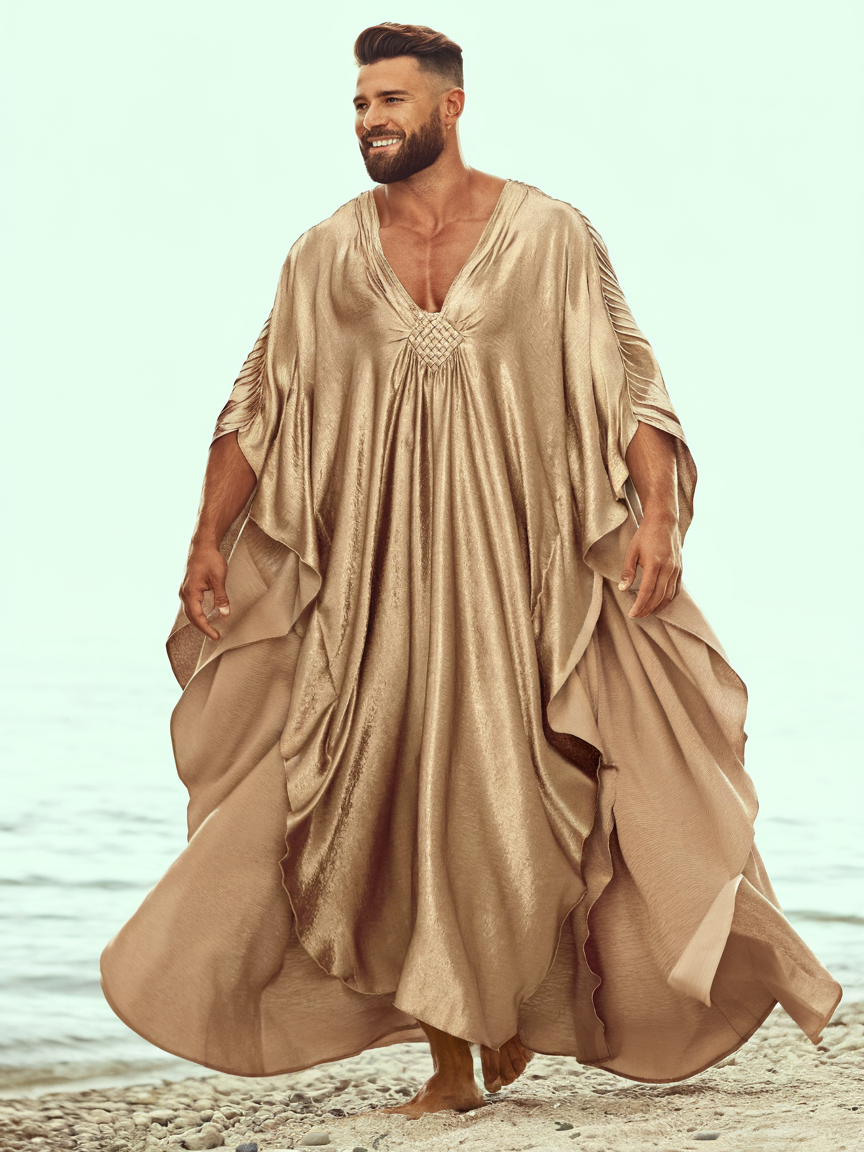 Men's Gorgeous Champagne Satin shimmer Kaftan