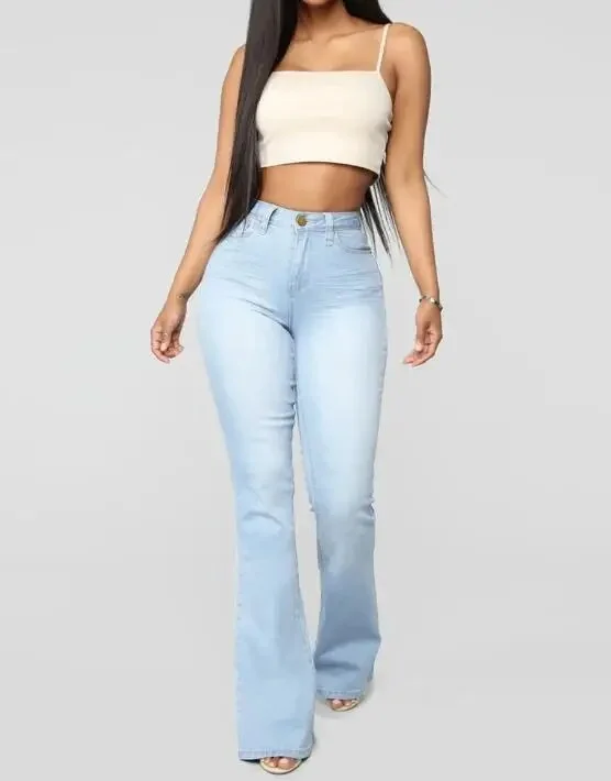 Uaang Jeans 2023 Summer Women's Jeans Casual Retro Commuter Style High Waist Slim Denim Horseshoe Pants Flared Pants