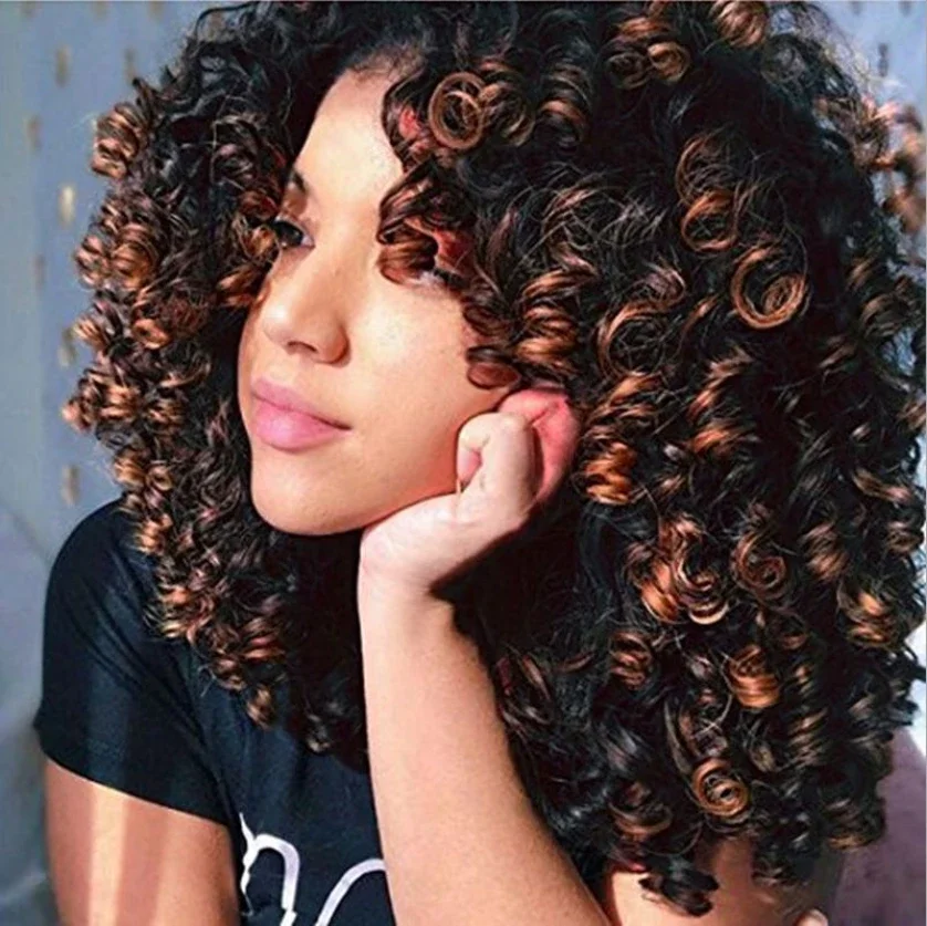 Synthetic Curly Short Mix Brown Wig for Women-elleschic