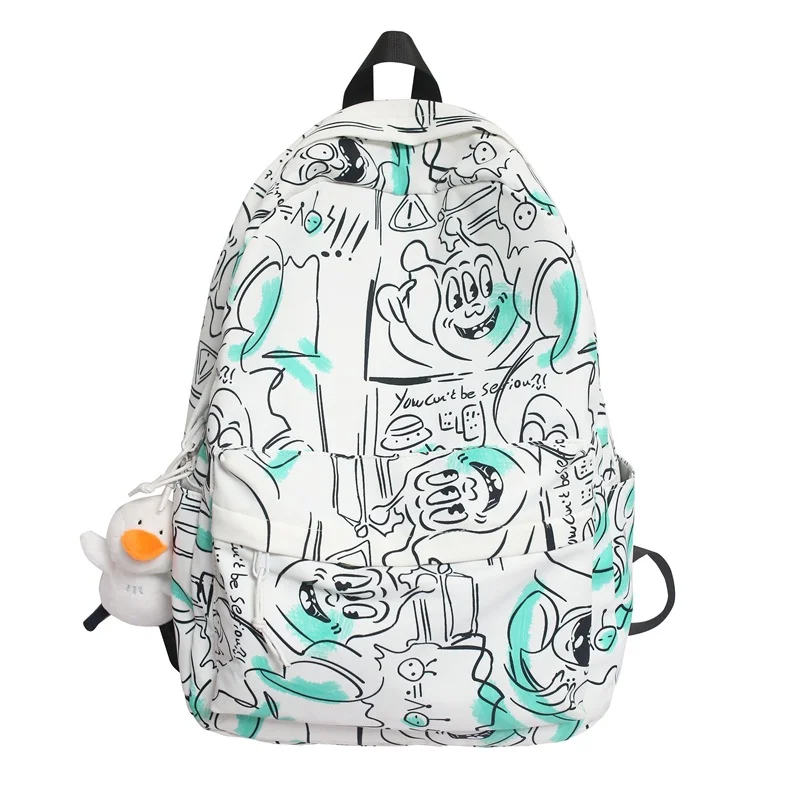 Pongl Pongl Girl 2023 New Korean Version Fashion Personality Graffiti Ins Wind Couple's Large-Capacity Travel Student's Backpack