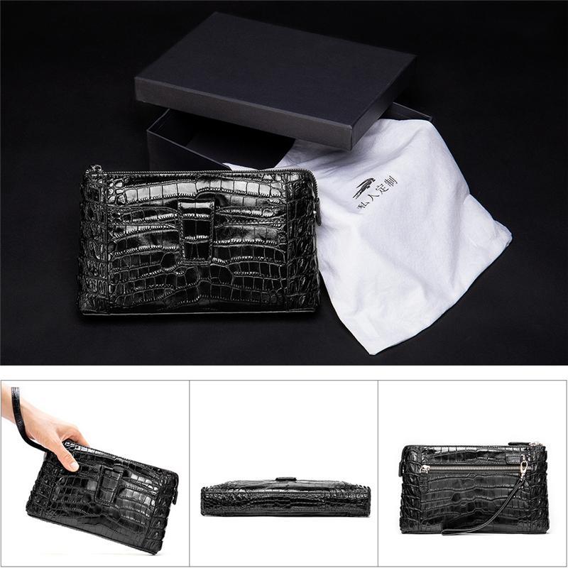 Mens Business Crocodile Leather Clutch Bag
