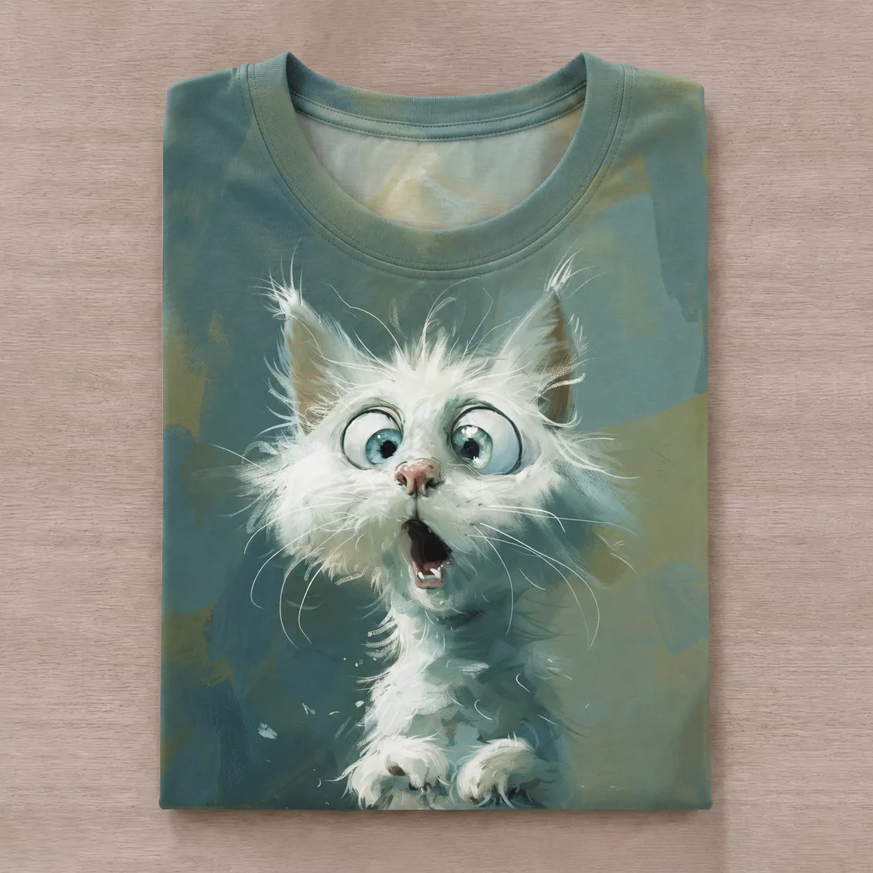 Comstylish Women's Funny Cat Art Print Crew Neck Short Sleeve T-shirt