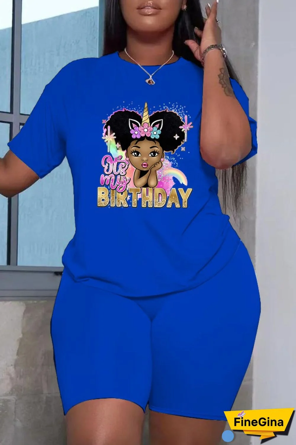 White Black Casual Print Basic O Neck Short Sleeve Two Pieces