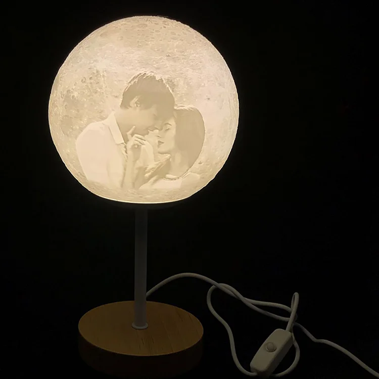 Personalized Photo LED Bedside USB Tall Moon Lamps