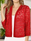 Floral Lace Open Front Cardigan, Versatile 3/4 Sleeve Cardigan For Spring & Fall, Women's Clothing