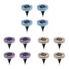 Outdoor LED Solar Lights Waterproof Mini Flat Solar Disc Light with Sturdy Ground Stakes Mosaic Landscape Lightning for Garden Walkway Driveway