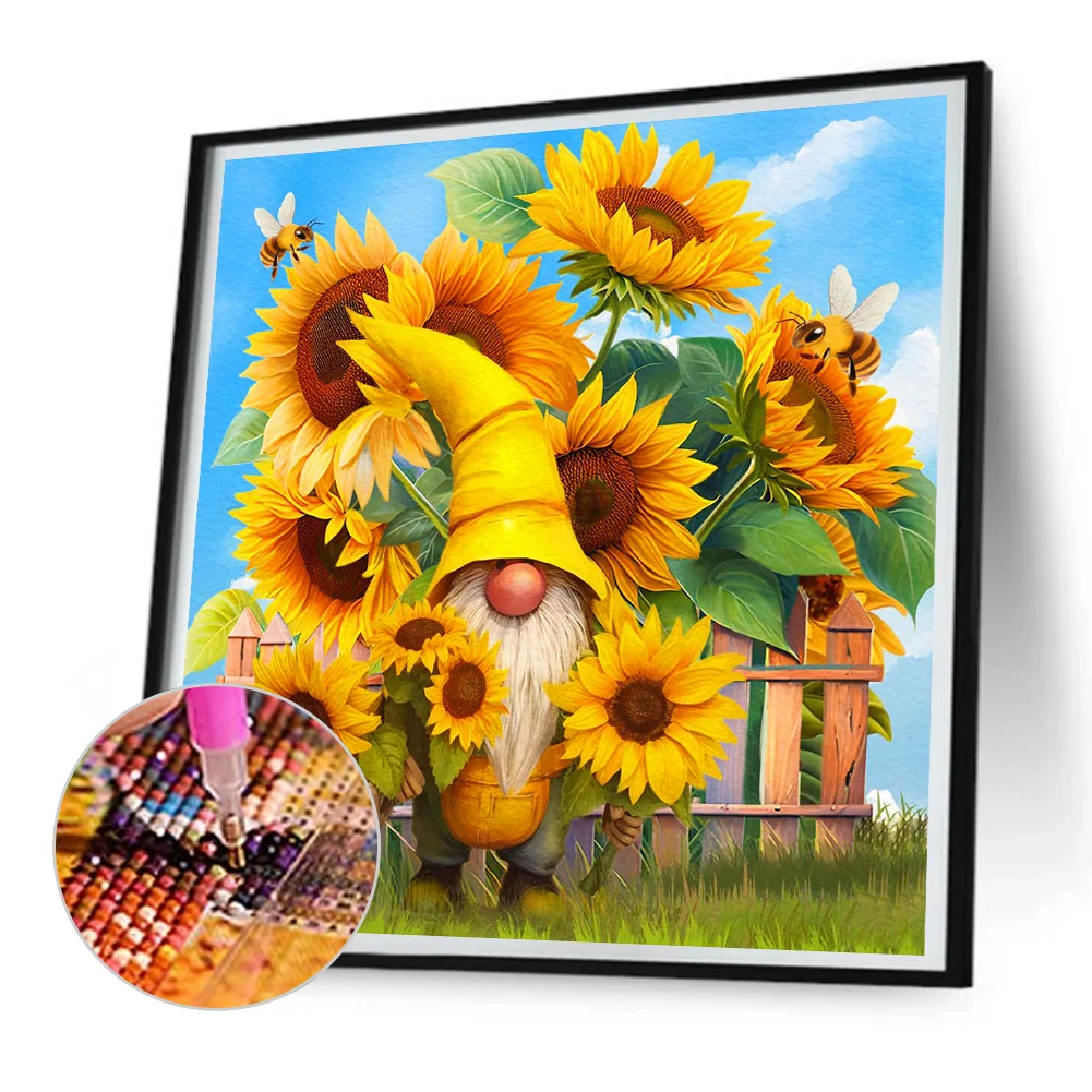 Diamond Painting - Full Round Drill - Sunflower Gnome(Canvas|30*30cm)