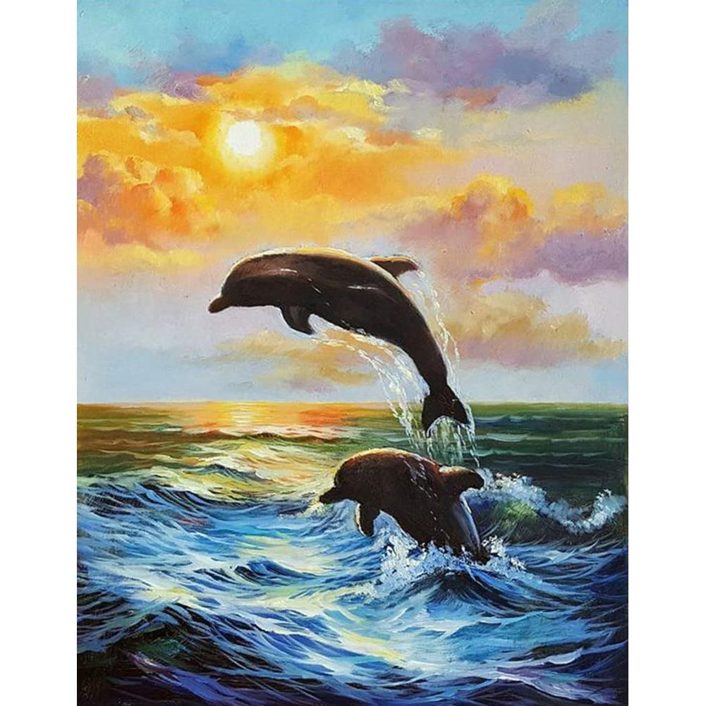

Jumping Dolphin - Round Drill Diamond Painting - 40x50cm, 501 Original