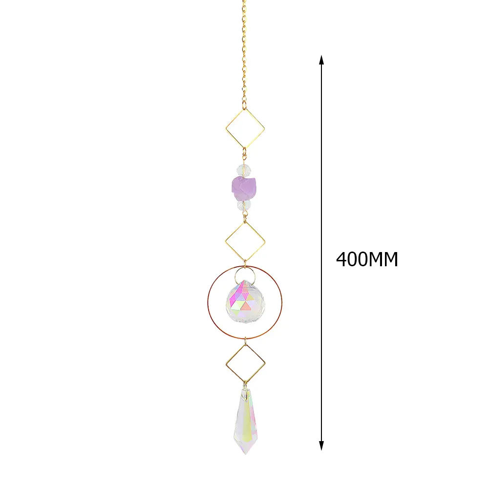 Metal Rainbow Collection Hanging Sun Crystal Prisms Home Wall Decor (K)