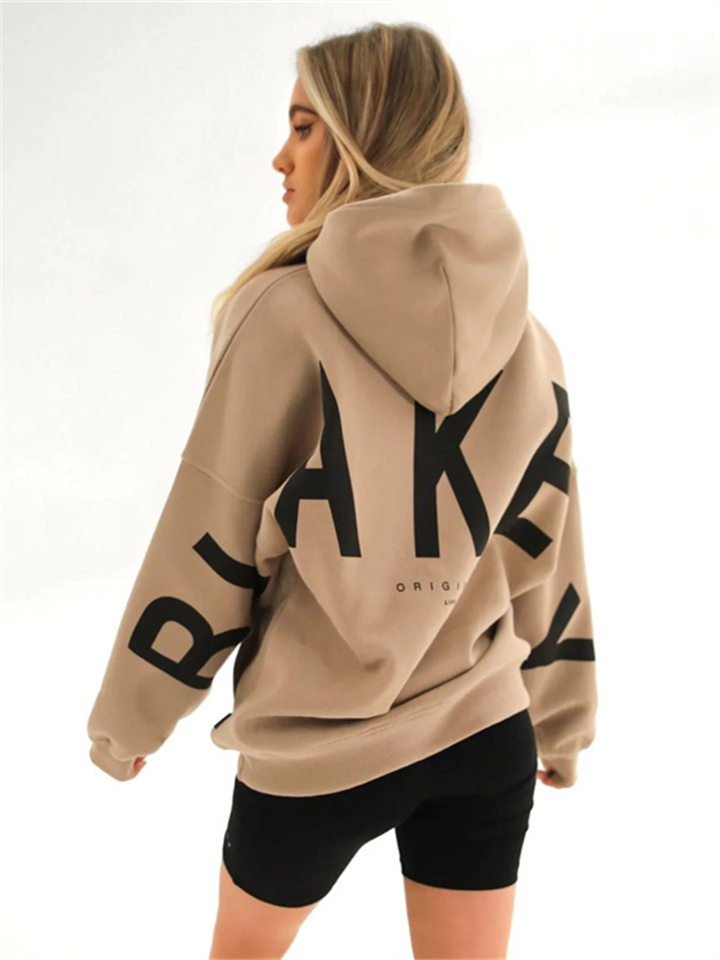 Women's Pullover Fashion Printed Thickened Peplum Long Sleeve Loose Hooded Sweatshirt Women S-XXL | 168DEAL