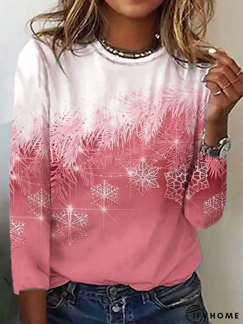 Casual Christmas Long sleeve T-Shirt Xmas T-shirt | IFYHOME